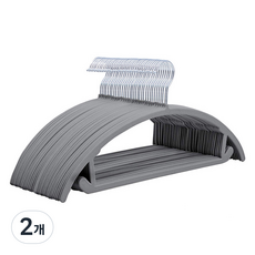 리빙공감 바지걸이가능 어깨뿔방지 벨벳 논슬립 옷걸이 30p, 2개, 그레이