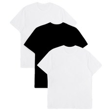 Base Alpha Essential 男女通用透氣30支圓領短袖T恤 3件組, 白色 + 黑色