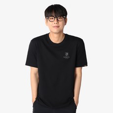 BlackYakWorkWear 男士基本圓領方形標誌透氣短袖T恤, 黑色