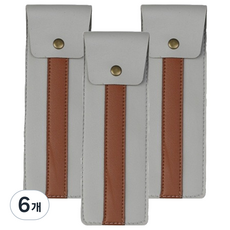 微笑商務筆收納筆袋, 6個, 灰色