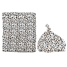 lulujo 竹纖維帽子包巾組 天然竹纖維材質 防蟎抗敏抗菌, 豹紋, 1組