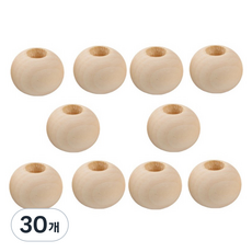 마다꾸미 비즈 DIY공예 나무구슬 12mm, 원목색, 30개