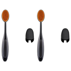 柔軟化妝刷桿 + 收納盒套組, 2個, 黑色