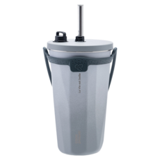 CookPower 鍋寶 真空陶瓷保溫吸管杯 700ml 大容量 SUS304不鏽鋼 伸縮吸管, 暈染灰, 1個