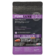 PURELUXE 純華 小型犬用天然無穀糧 火雞肉+豌豆+鮭魚 含葡萄糖胺&軟骨素 Omega 3 & 椰子油, 400g, 1包
