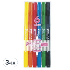 톰보우 플레이칼라 사인펜 6색 세트, 혼합 색상, 3세트