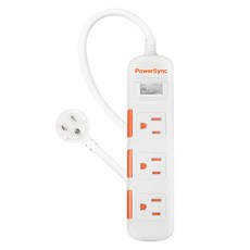 PowerSync 群加 1開3插滑蓋防塵防雷擊延長線 3孔 TPS313DN9018, 白色, 1個, 1.8m