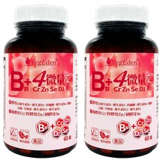 VegEden 蔬食伊甸園 酵母B群+4微量元素錠, 60顆, 480mg, 2罐