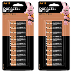 듀라셀 디럭스 알카라인 건전지 AA 블리스터팩, 12개입, 2개