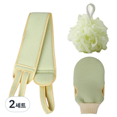 日常身體護理沐浴球 + 搓背巾 + 沐浴手套組, 綠色, 2套