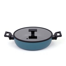 tvs Brillante電磁爐塗層火鍋雙耳鍋, 黑+綠, 28厘米