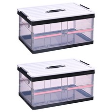 유니코시 투명 접이식 폴딩 정리 박스 30L, 03 블랙, 2개