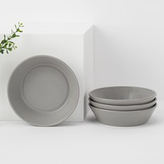 Bloom at home Strisha深餐盤 大, 淺灰, 4個