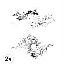 gelluna 半永久 黑色 蝴蝶 金魚 骨盆 腰部 鎖骨 海娜 身體 紋身貼紙, T-242-A款, 2個