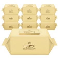 브라운 프리미엄 옐로우 도톰한 아기 물티슈 리필형, 73g, 72매, 10개
