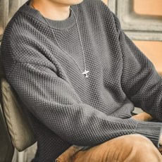 DM 남성용 와플 라운드 니트