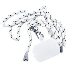 QiMart 手機防丟神器 升級加粗耐重可調節手機斜背掛繩吊繩 5.8 x 3.8 x 70cm, 白黑點, 1條