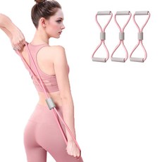 사비나 8자 텐션 필라테스 튜빙밴드, 핑크, 3개
