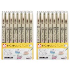 Pigma MICRON 01 墨水筆 8入組, 混合顏色, 2套