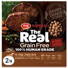 하림펫푸드 더리얼 그레인프리 오븐베이크드 어덜트 강아지사료, 소, 1.6kg, 2개