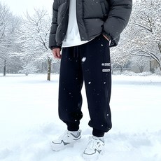 生活智慧 冬季厚刷毛絨羅紋束口慢跑褲