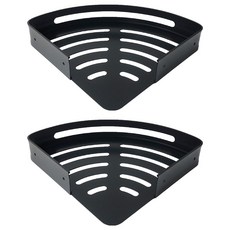 FAmILyLIFE 生活 航太鋁轉角瀝水置物收納架 免釘膠款 30.5 x 22 x 4.5cm 180g A-237-BK, 極簡黑, 2個