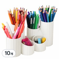 Saenghwalgongsik 3格多功能筆筒, 白色, 10個