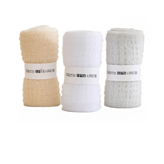 Shabas 每日日常柔軟低刺激豐富泡沫沐浴巾, 灰色+白色+米色, 3個, 1組