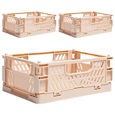 다용도 수납 정리 폴딩 박스, 연핑크, 3개