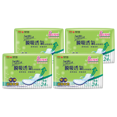 康乃馨 瞬吸透氣超薄加長型無香護墊, 17cm, 24片, 4包