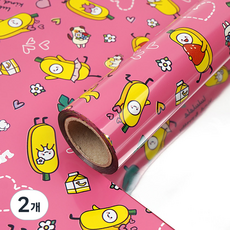 코코플러스 바나나 롤 포장지 37.5cm, 핑크, 2개