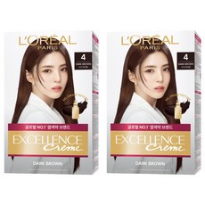 로레알파리 엑셀랑스 크림 빗캡으로 간편한 새치염색 염모제, 4호 다크 브라운, 2개