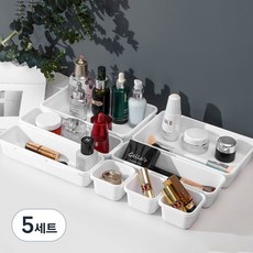 DOSell 格子分隔多功能抽屜收納盒 A型 3個+B型 3個+C型 2個組, 白色, 5組