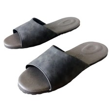 i Slippers 風格系列 麂皮紋皮質室內拖鞋, XL(26-27cm), 耐用橡膠鞋底, 灰色, 1雙
