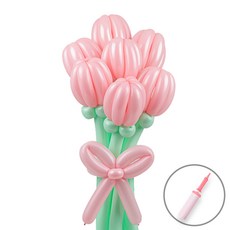 Sempertex 魔術氣球 雛菊 鬱金香 花束製作 + 手動打氣筒 套組, 1套, 粉紅色