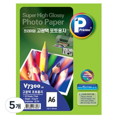 프린텍 프리미엄 고광택 포토용지 V7300 255g, 100개, A6