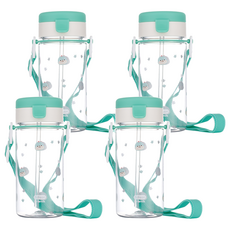 에디슨 프렌즈 흘림방지 에코젠 빨대컵, 350ml, 4개, 공룡에디노