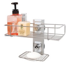 spider loc 迷你雙層鋼線吸盤層架, 銀色, 1個