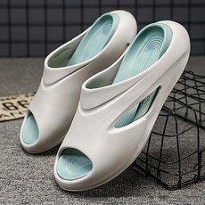 beice 輕便厚底防滑休閒潮流拼色洞洞鞋 EVA材質 40-41, 灰藍色, 1雙