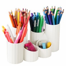 Saenghwalgongsik 3格多功能筆筒, 白色, 2個