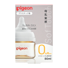 pigeon 貝親 實感哺乳塑膠奶瓶 0個月以上, 80ml, 白色, 1盒