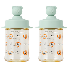 AKIOOM 幼兒用小熊PPSU吸管杯 200ml, 2個, 薄荷