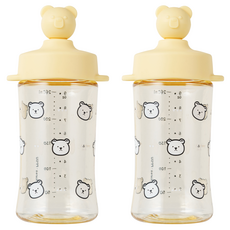 AKIOOM 幼兒小熊PPSU吸管杯, 2個, 260ml, 芒果