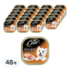 시저 1세 이상 강아지 주식캔, 100g, 48개, 소+닭