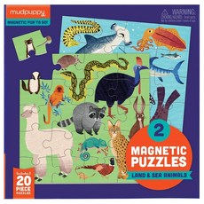 Mudpuppy磁性拼圖 動物世界 陸地和海洋動物, 1盒, 40片