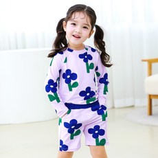 bay-b 女童用 La Vie en 防曬泳衣上下裝 + 泳帽組