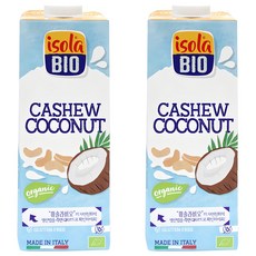 이솔라비오 유기농 캐슈 코코넛 음료, 1L, 2개