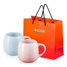 르크루제 U머그 소 320ml x 2종 + 쇼핑백, 쉘핑크 + 코스탈 블루, 1세트