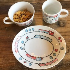 火車印花兒童橢圓形盤, 混色, 1入