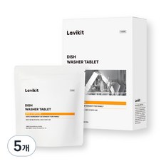 라비킷 식기세척기 세제 고체형 60정, 240g, 5개
